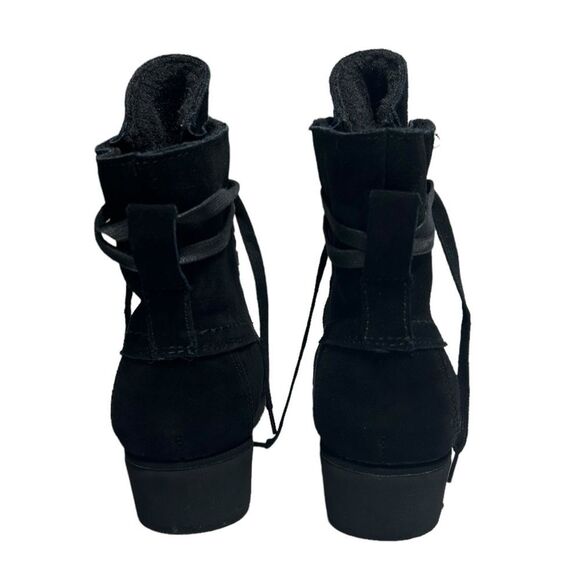 BearPaw Krista Cow Suede Wool Lined Boots Black Winter Boots Sheepskin Footbed - Picture 7 of 14